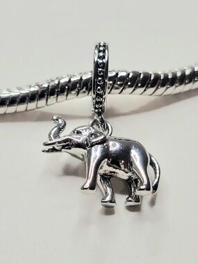 NWT! Elephant For Pandora Or Troll Charm Bracelet Silver Metal 3D Dangle Charm